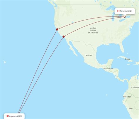 All Flight Routes From Papeete To Toronto Ppt To Yyz Flight Routes