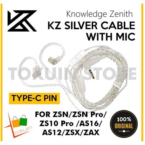 Jual JUAL JUAL Kabel KZ Silver Cable Upgrade With Mic Type C Pin ZS10