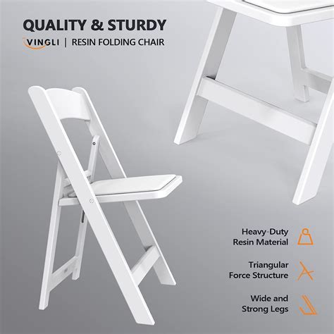 Vingli Silla Plegable De Pl Stico De Resina Blanca Con Asiento