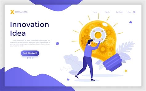 Premium Vector Landing Page Template With Person Touching Light Bulb