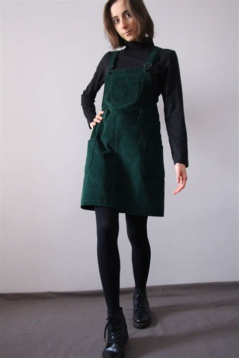 Corduroy Pinafore Dress Women Overall Dress Handmade Etsy