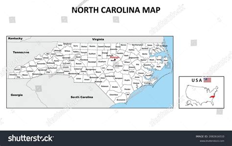 North Carolina Map Political Map Of North Royalty Free Stock Vector