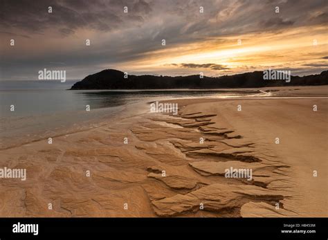 Erosion Patterns On Beach At Sunrise Anchorage Bay Abel Tasman