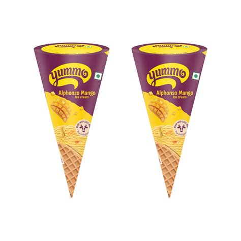 Yummo Alphonso Mango Ice Cream Cone Pack Of 2 Price Buy Online At