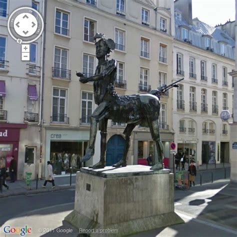 roaming  google streets  centaur  unusual sculpture  paris