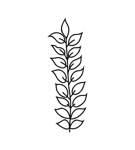 Premium Vector | Floral branch linear doodle, hand drawing sketch, leaves branch icon