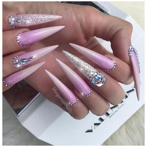 Lavender Ombré Stilettos Bling Nail Art Design Stiletto Nails Naildesigns Bling Nails Bling