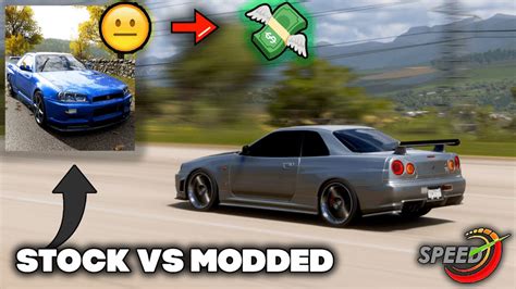 Stock Vs Modded Gtr R34 Skyline Forza Horizon 5 Over Speed YouTube