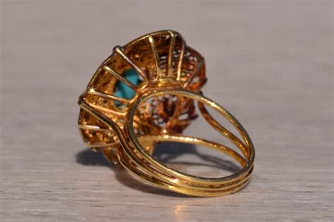 Antique Filigree Persian Turquoise Ring Gem