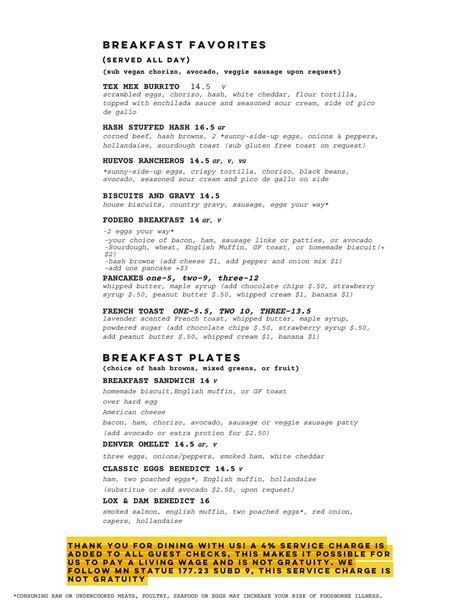 MENU — Hi-Lo Diner