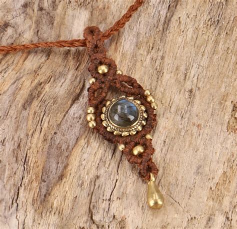 Boho Makramee Halskette Unikat Elfenschmuck Festivalschmuck Boho