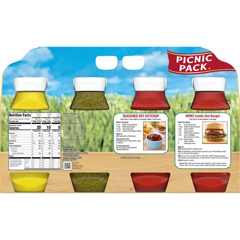 Heinz Tomato Ketchup Sweet Relish And 100 Natural Yellow Mustard Picnic Variety Pack 4 Ct Pack