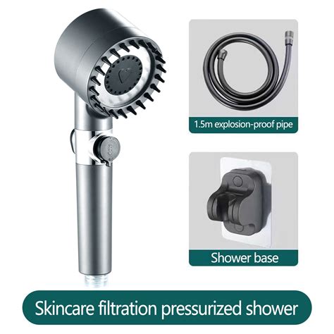 Qvnfko High Pressure 8 Mode Handheld Shower Head Anti Clog Nozzles