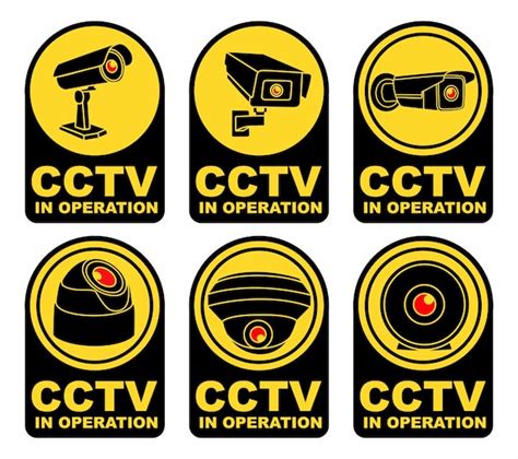 Premium Vector Set Cctv In Operation Labels Sign Security Camera