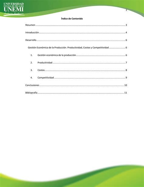 SOLUTION La Gesti N Econ Mica De La Producci N Productividad Costos Y