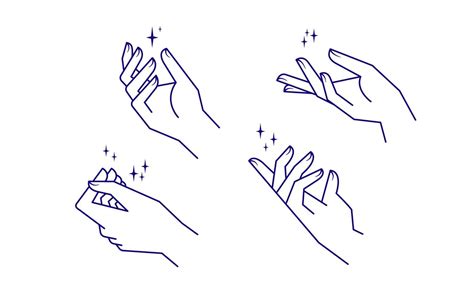 Aesthetic Hands Vector Linear Illustrations Stylized Elegant Hand