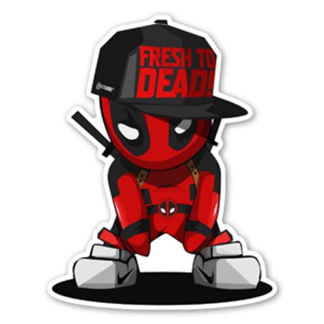 Chibi Deadpool with Unicorn Toy Sticker - Sticker Mania