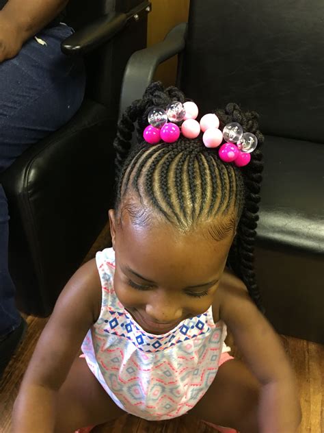 Kids braids with natural base and crochet twist ponytails | Twist ponytail, Lil girl hairstyles ...