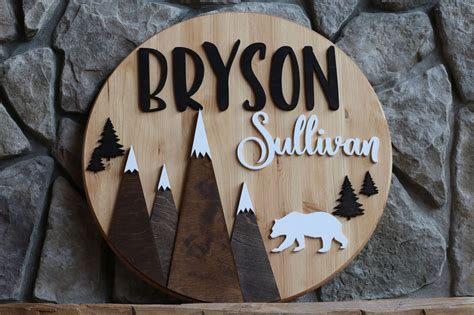 Mountains And Bears Oh My Baby Signs Boys Room Decor Baby Name Signs