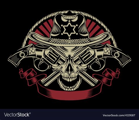 Sheriff Skull Royalty Free Vector Image VectorStock