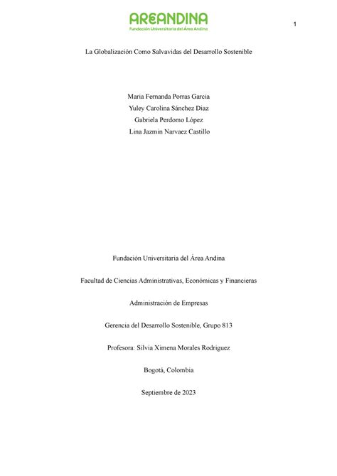 Actividad Eje 2 Gerencia Del Desarrollo Sostenible La Globalización