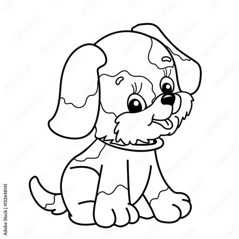 Coloring Page Outline Of cartoon dog. Cute puppy sitting. Pet. Coloring ...