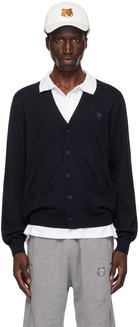 Maison Kitsuné Navy Bold Fox Head Cardigan SSENSE