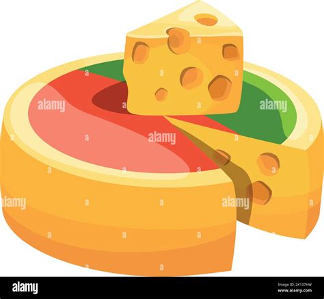 Rueda De Queso Envuelta Icono De Dibujo Animado De Bloque Redondo