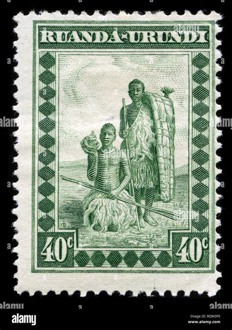 Postage Stamp From The Former Mandate Ruanda Urundi In The Indigenous