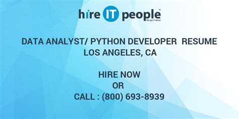 Data Analyst Python Developer Resume Los Angeles Ca Hire It People We Get It Done