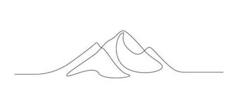 One Continuous Line Drawing Of Mountain Range Landscape Top View Of