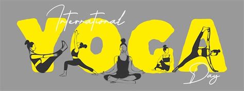 Dia internacional do yoga em 21 de junho banner de cartão de cartaz de