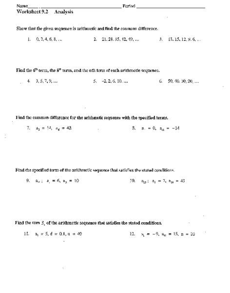 Arithmetic Progression Worksheets