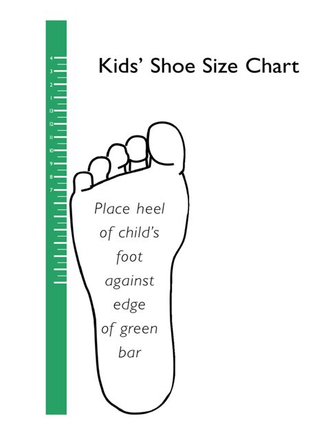 Printable Kids Shoe Size Chart