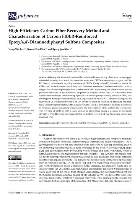 Pdf High Efficiency Carbon Fiber Recovery Method And Characterization