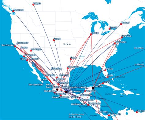 Mexicana De Aviacion Route Map International Routes Route Map