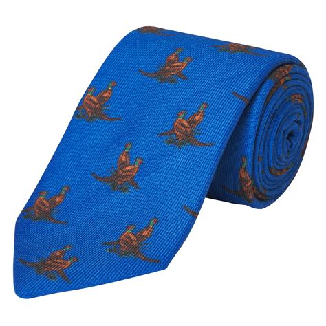 Blue Wool And Cashmere Pheasant Tie Men S Country Clothing Cordings