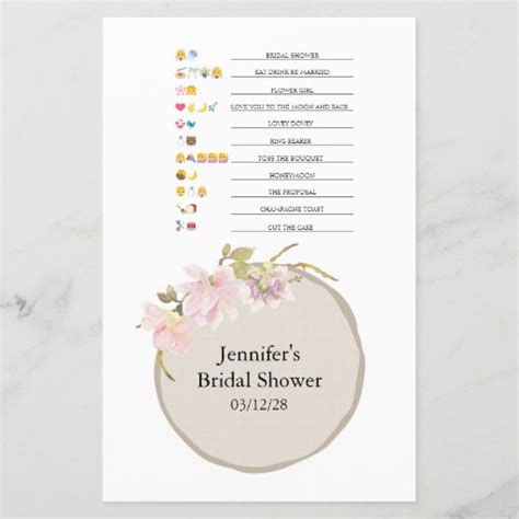 Bridal Shower Game Emoji Pictionary Pink Blush Zazzle