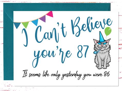 Funny 87th Birthday Card Her Sarcastic Birthday Card For 87th Etsy