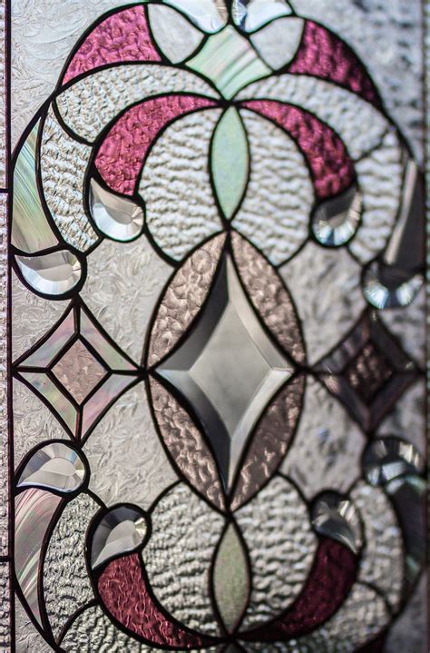 Tiffany Style Leaded Stained Glass Window Elegant Diamonds Victorian Beveled Pieces Window Panel