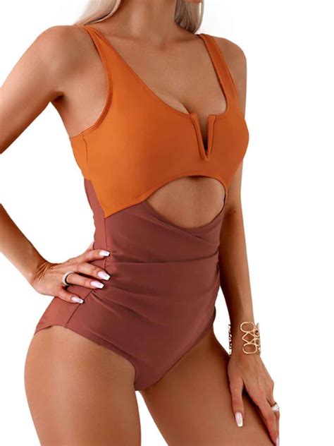 Blue Zone Planet Bellas Tied Cutout Contrast One Piece Swimwear