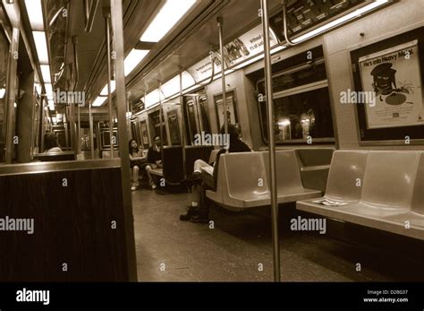 New York, New York. Interior Of Subway Car Stock Photo - Alamy