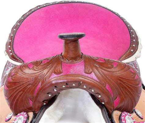 Western Horse Barrel Racing Saddle Pink Crystals Leather Etsy