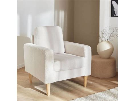 Fauteuil Bouclettes Blanches Scandinave Bjorn Canap Place