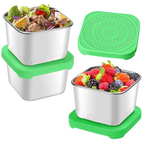 Ckraxd 3Pack 6oz Stainless Steel Snack Containers Easy Open Leak Proof