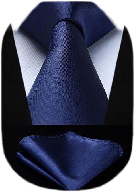 Hisdern Cravate Homme Bleu Marine Cravate Et Mouchoir De Poche Set