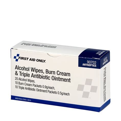 First Aid Only Fa 90702 Alcohol Wipes Burn Cream And Triple Antibiotic