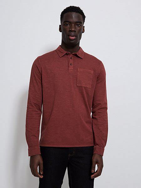 Grey Long Sleeve Pique Polo Top Men George At Asda