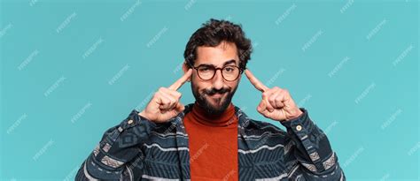 Premium Photo Young Crazy Bearded Man Thinking Or Doubting Expression