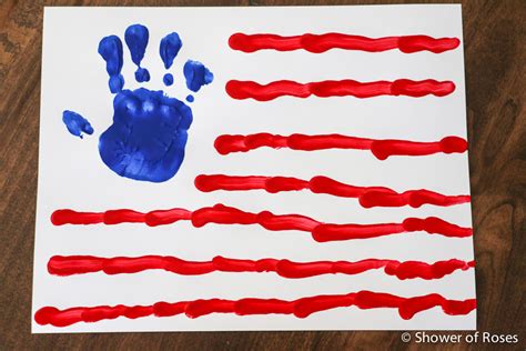 Shower Of Roses 4th Of July Handprint Flag